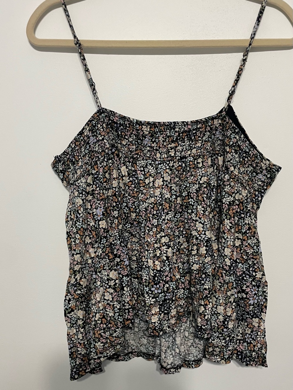 Floral Smocked Off-Shoulder Spaghetti Strap Top - Black Floral goods for life